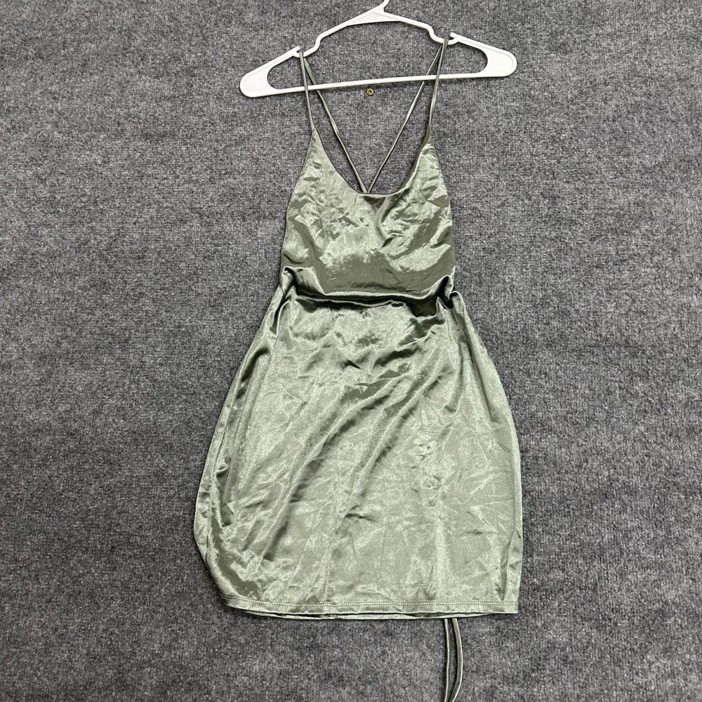 Windsor Dress Womens Size M Sage Green Metallic Strappy Back Bodycon Mini Sexy